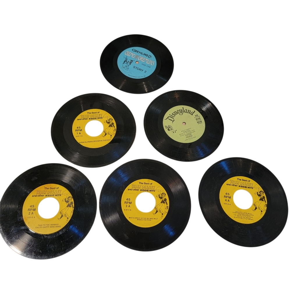 Lot 6 Vintage 7" Vinyl Records Walt Disney‎ & Gremlins